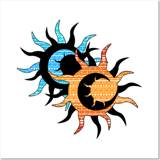 Sun and Moon Inception Inversion Red and Blue Color Posters and Art